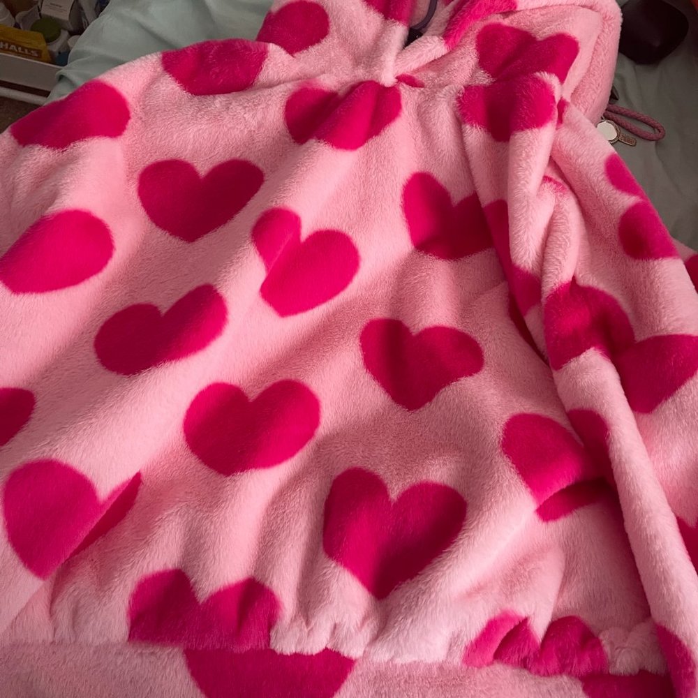Pink heart Crop Hoodie